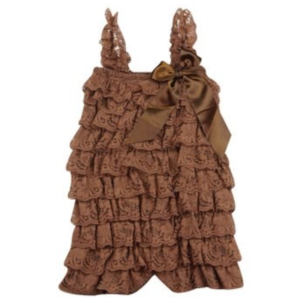 NEW Girl's Brown Lace Petti Romper